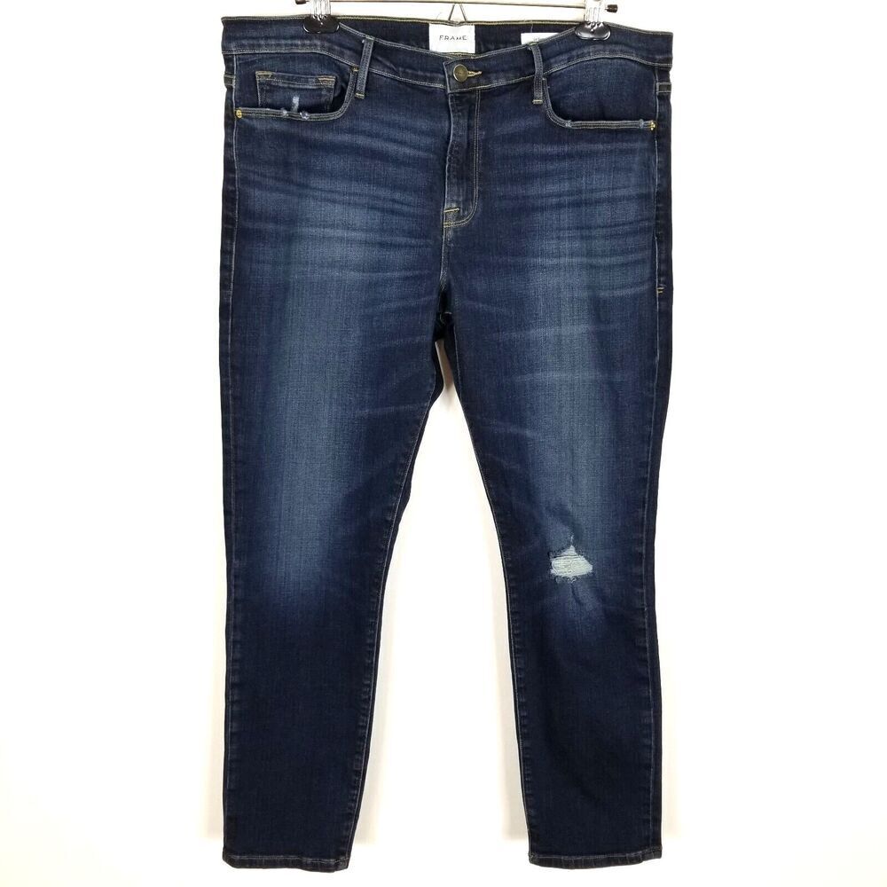 Frame Women‎ Le Garcon Jeans Size 34 Blue Mid Rise Denim Ankle